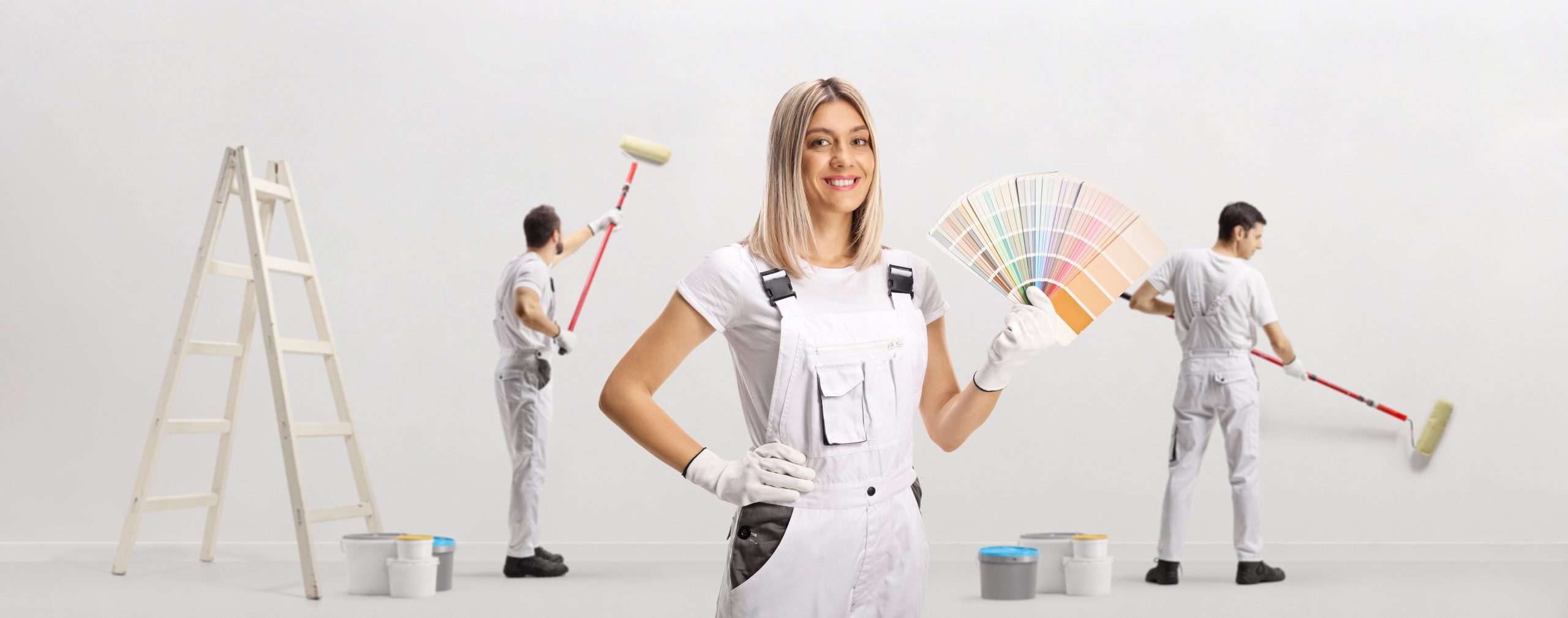 Female,House,Painter,Holding,A,Color,Swatch,Palette,And,Male